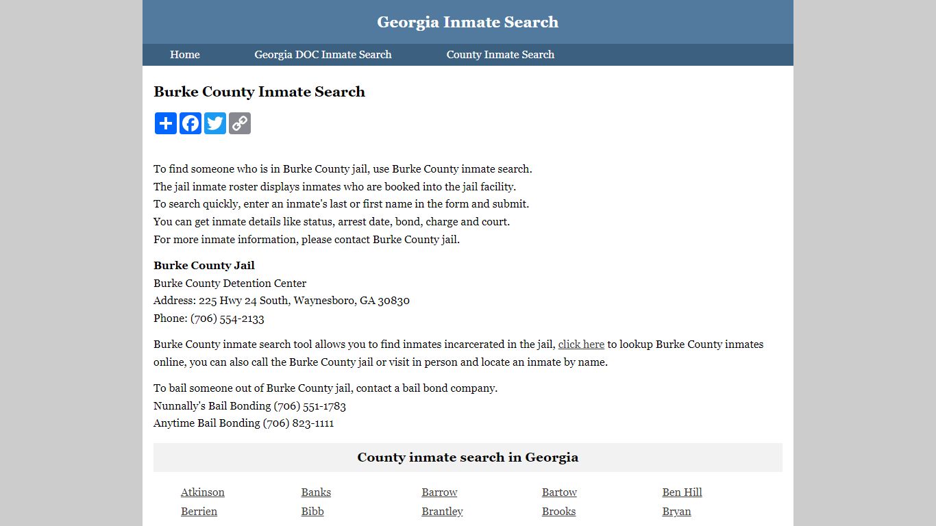 Burke County Inmate Search